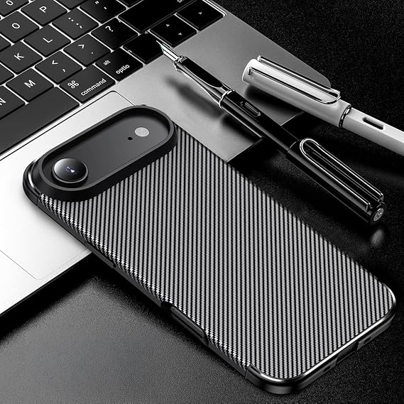 Case Black Carbon Silicone Original Compatible with Spia Apple iPhone 17 Air (Compatible with Apple iPhone 17 Air, Black)