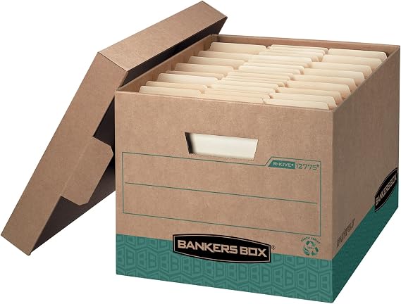 Bankers Box 12-Pack Recycled Heavy-Duty File Box, Letter/Legal, FastFold | Archive with confidence using heavy-duty boxes, locking lids, and rugged construction that protects high-value records.