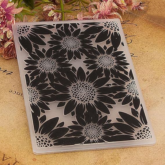 Sunflower Background Pattern Plastic Embossing Folder, 3D Textured Impressions Flowers Embossing Folder Template for Card Making Scrapbooking Paper Craft Album Stamps DIY Decor