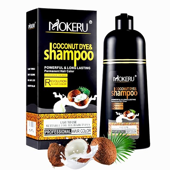 500ML Permanent Hair Color Shampoo - 3 IN 1 Organic Herbal Natural Fast Coloring for Men and Women, Covers Grey/White Hair (Light Brown)
