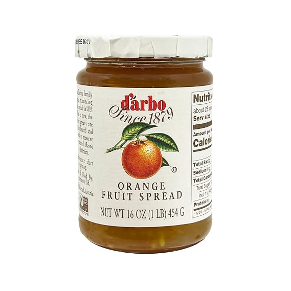 Darbo Orange Fruit Spread, 16 oz (454 g) | All-Natural Austrian Marmalade | Made with Real Oranges | No Artificial Colors or Preservatives