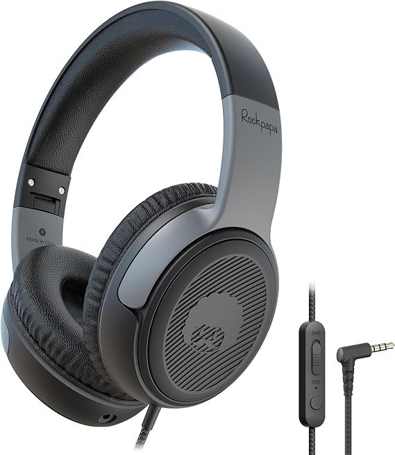 rockpapa 3.5mm Kids Headphones Wired with Mic & Share Port, 85/94dB Limited
