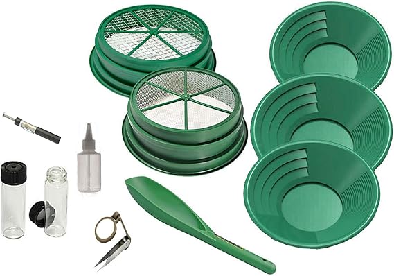11 pc Prospecting-Mining-Panning Kit- 2- Classifiers 3 Gold Pans, More!!