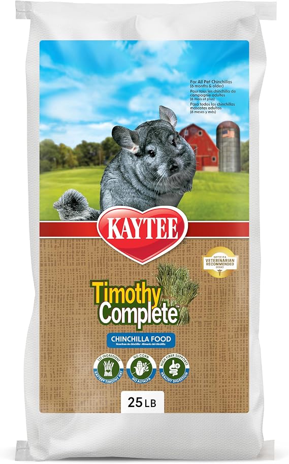 Kaytee Timothy Complete Chinchilla Food, Timothy Hay, 25 Pounds