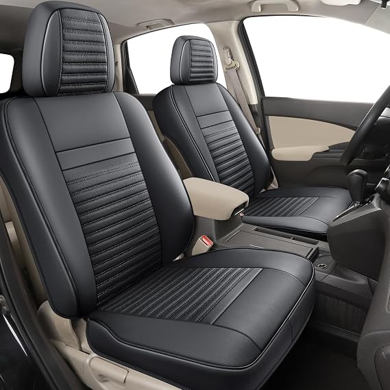 LINGVIDO Custom Fit Honda CRV Car Seat Covers - Full Set with Waterproof Faux Leather - CRV Accessories 2012-2016 (Black)