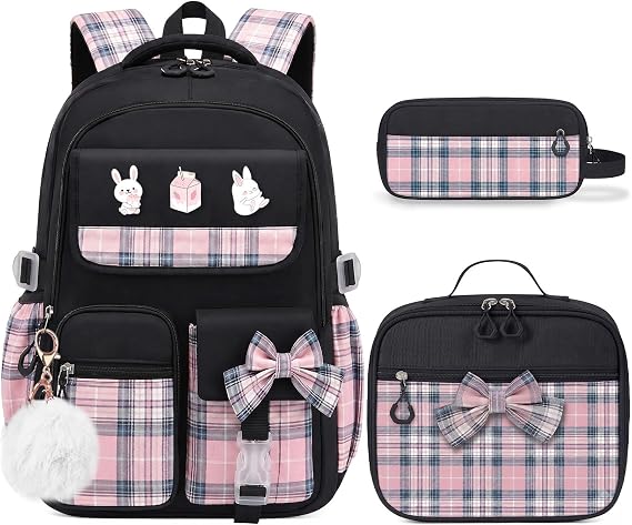 School Backpacks for Girl - 5PCS Cute Girls Backpack with Lunch Box