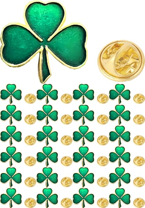25/50/100/200 pieces small St. Patrick's Day Clover Lapel Pins Shamrock Pin Brooches Patrick Day Three Leaf Clover Pins for women Irish festivals Souvenir gift bulk