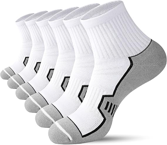 Men's Cushioned Ankle Socks, Athletic Running Gym Socks 6 Pairs