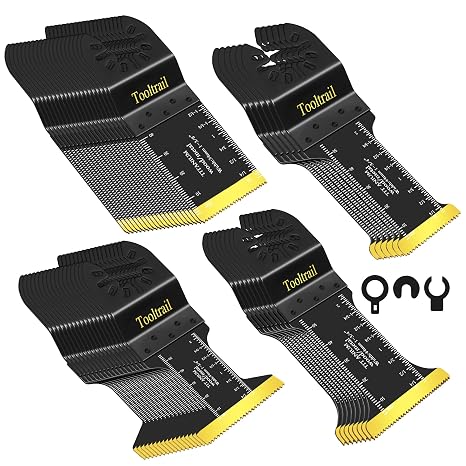 50 PCS Oscillating Tool Blades for Metal,Universal Multi Tool Blades Kits for Metal Nails Wood and Plastic,Titanium Oscillating Saw Blades Fit Dewalt Ryobi Milwaukee Rockwell