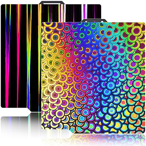JUUPINE 257x257mm Bambu Lab Build Plate for Bambu Lab X2D/A1/P1P/P1S /P2S/X1/X1C/X1E/3D Printer, 3D Printer Flexible Spring Steel Sheet Removable Platform (Smooth Kaleidoscope+Smooth Light Beam)