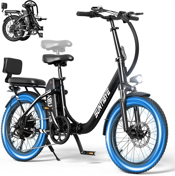 SUNTUBYE SE1 Foldable Electric Bike for Adults, 1500W Peak Motor, 48V 15Ah Battery, 20"x3" Fat Tire, 28Mph 55Miles Folding E Bike Suitable for Commuter