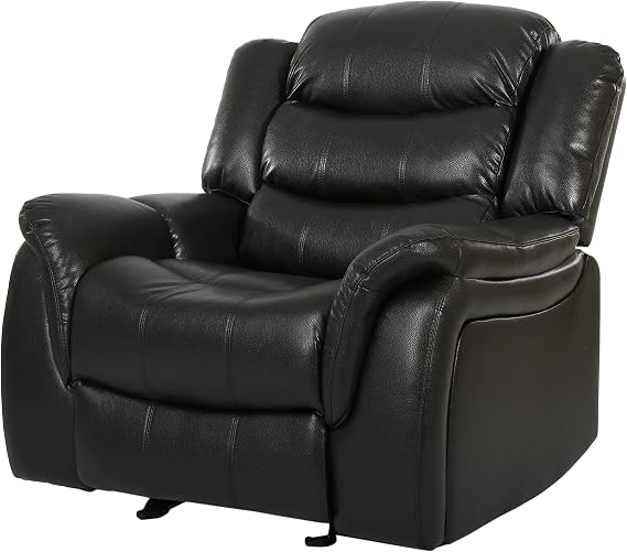 Christopher Knight Home GDFStudio Great Deal Furniture Merit Black Leather Recliner/Glider Chair