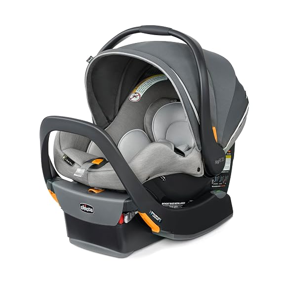 Chicco KeyFit 35 Zip ClearTex Infant Car Seat and Base, Rear-Facing Seat for Infants 4-35 lbs., Zip-Open Privacy Shield, Compatible with Chicco Strollers | Ash/Grey
