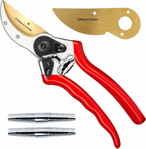 Haus & Garten ClassicPRO Titanium Bypass Pruning Shears + Replacement Blade + Springs Bundle