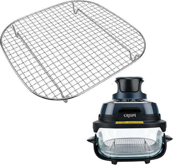 Crisper Rack for Ninja Crispi Air Fryer FN101 and Ninja Crispi Pro AS101, 304 Stainless Steel Replacement Tray for 6QT & 4QT & 2.5QT Glass Containers, Ninja Crispi Accessories, Food Grade(Mesh Design)