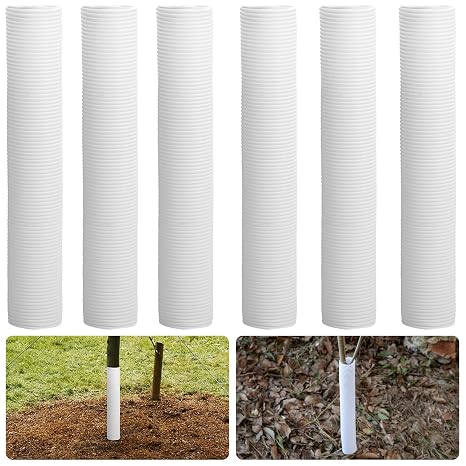 6pcs Corrugated Tree Guards,Diameter 1.96" PP Tree Trunk Protectors,Tree Bark Protector Tube Wraps to Protect Saplings Plants from Deer Rabbit Cats Rodents Mowers (6pcs)
