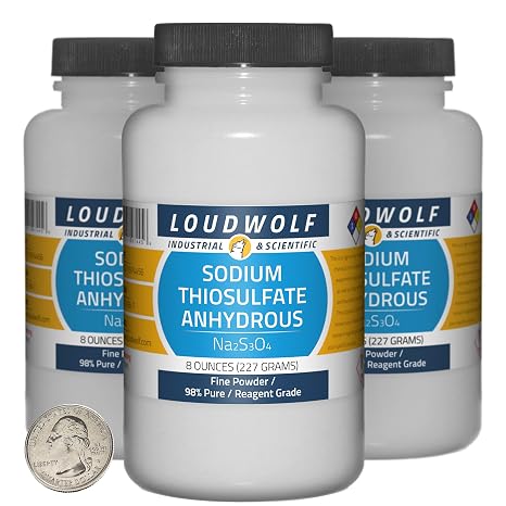 Sodium Thiosulfate Anhydrous / 1.5 Pounds / 3 Bottles / 98% Pure Reagent Grade/Fine Powder