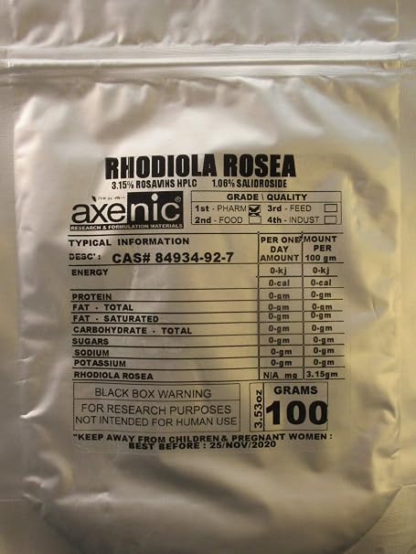 100 Grams RHODIOLA ROSEA Extract 3.15% ROSAVINS,1.06% SALIDROSIDE hplc Powder