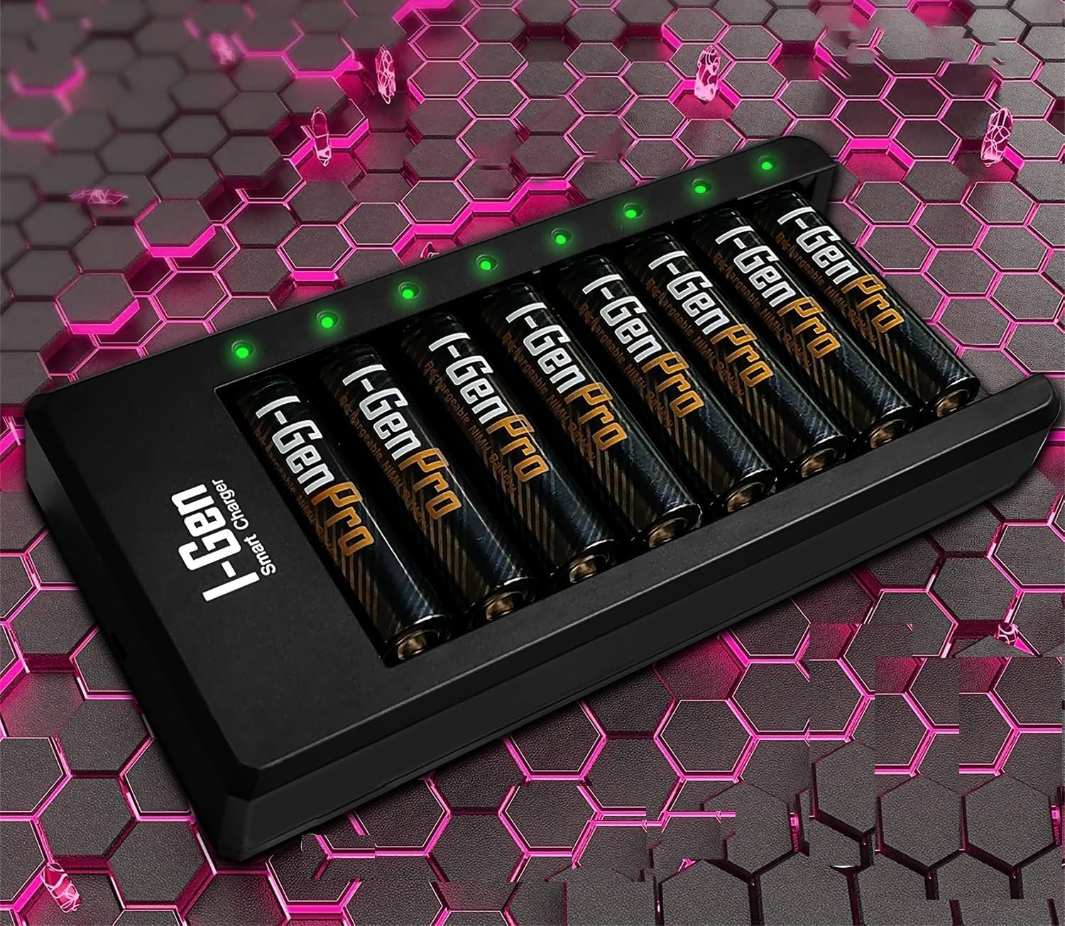 I-Gen G811 8-Piece Battery Charger  8 Pieces AAA Pro 1100 mAh Rechargeable Slim Charged Pen Battery Set 1.2V Ni-MH