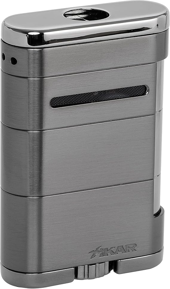 XIKAR Allume Triple Jet Tabletop Lighter, Engineered for Performance, Crisp Side Squeeze Ignition, Gunmetal
