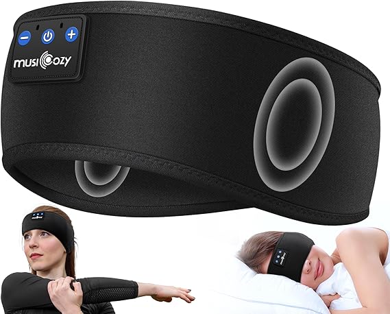 MUSICOZY Sleep Headphones Bluetooth Headband Headphones for Side Sleepers | Sleeping Headbands Wireless Sports Earphones Sweat Resistant Earbuds for Workout Running Cool Gadgets Unique Gifts for Women