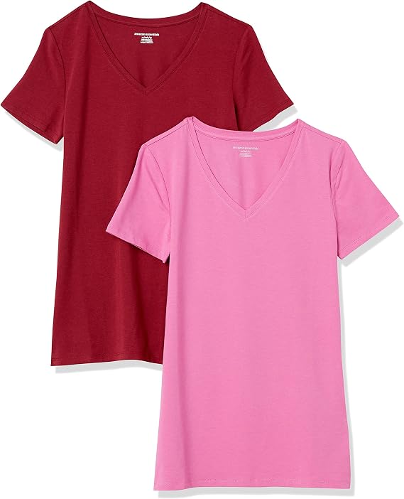 Amazon Essentials Women's Regular-Fit Short-Sleeve V-Neck T-Shirt