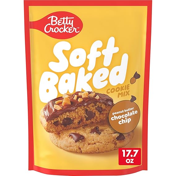 Betty Crocker Peanut Butter Chocolate Chip, Cookie Mix, Soft Baked, 17.7 oz | Soft, Chewy Texture, Stir With Butter & Eggs, Bakes In 17-19 Min, About 24 Servings Per Pouch