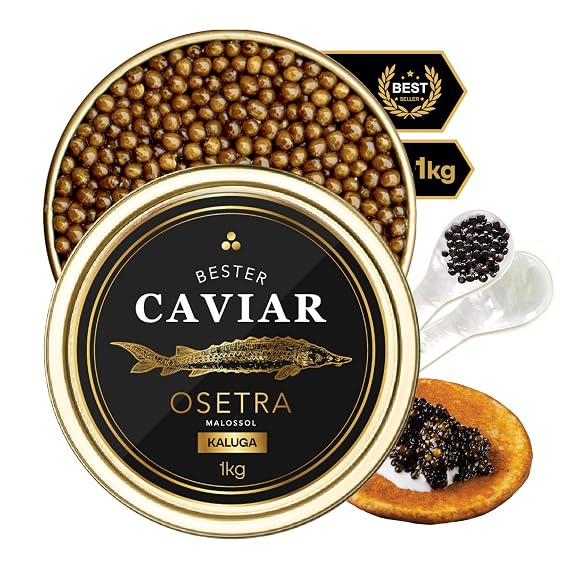 BESTER CAVIAR Premium Kaluga River Beluga Caviar, Malossol Caviar (2.26 lb)