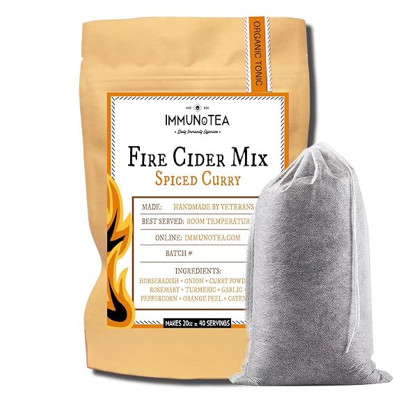 Organic Fire Cider Mix Curry | ACV Infusion Kit | DIY Spicy ACV Tonic | Makes 20 oz | Brew Bag Included