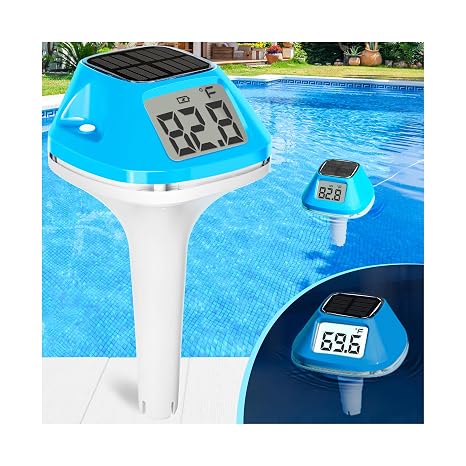 DeeprBlu 2026 New Iteration Solar Digital Pool Thermometer with Rope, Easy Read Extra Large Backilt LCD Display Floating Pool Thermometer, IP68 Waterproof Pools Water Temperature Gauge for Hot tub,Spa