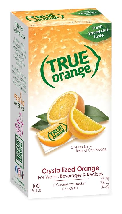 True Orange Sugar Free Drink Mix Packets, Water Enhancer, 100 ct