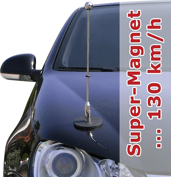 Magnetic Car Flagpole Diplomat-1.30-Chrome USA
