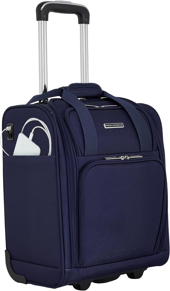 French Connection 16" Underseat Carry-On Luggage with USB/USB-C Ports, Blue Depths