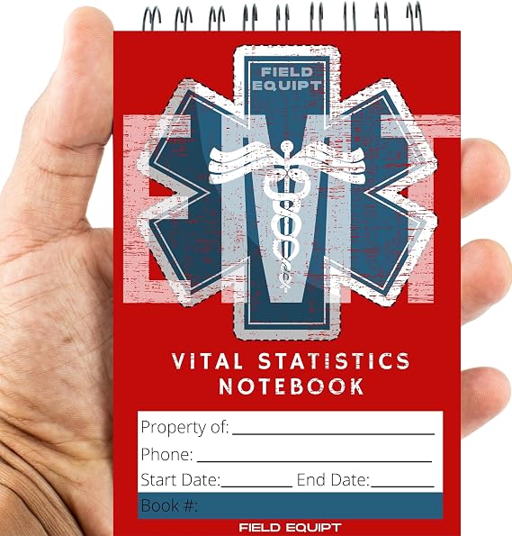 Field Equipt EMT Vital Statistics Notepad, 6 Pack EMS Note Pad | 5 x 3.5 Inch, Pocket Size, First Responder Note Pads, Medical Paramedic Gear and Supplies, EMT Gifts and EMS Essentials