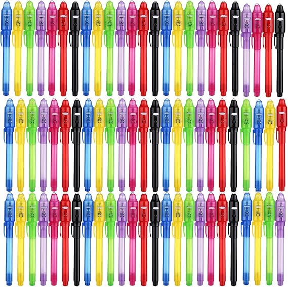 SCStyle 140Pcs Invisible Ink Pen with UV Light Magic Marker for Secret Messages, Writing Information for Birthdays, Easter, Halloween, Christmas Gifts for Students