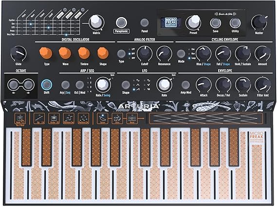 Arturia MicroFreak Synthesizer Keyboard | 21 paraphonic oscillator modes from physical modeling to wavetable, 25-key poly-aftertouch keybed, CV pitch gate and pressure