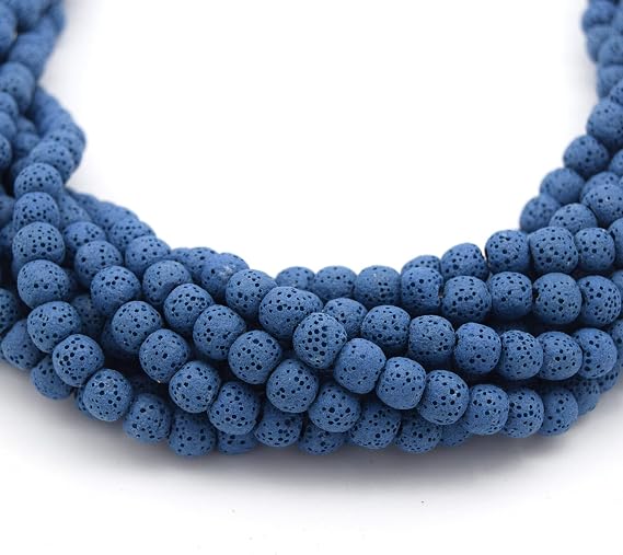 | Blue Round 8mm Lava Beads for Jewelry Making | Semi Precious Stone | Dragon Stone | Gemstone Beads | Natural Beads for Bracelets and Bracelet Making