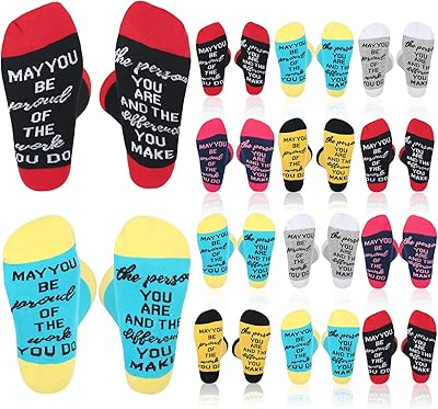 Xtinmee 12 Pairs Valentines Team Employee Appreciation Gift Socks Thank You Teacher Nurse Sock for Social Work Coworker Staff