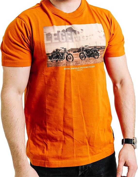 Royal Enfield Ledendary Hawaiian Sunset Men's T-Shirts 100% Cotton Half Sleeves Tee Round Neck Casual Summer Shirts for Men