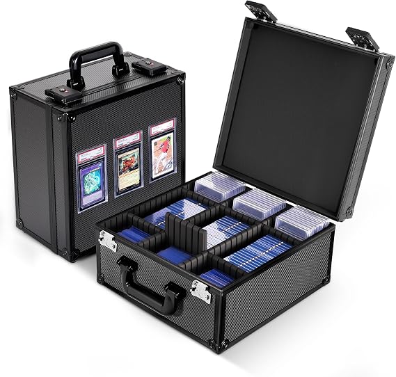 Kabinka Graded Card Case, Aluminum Alloy Graded Card Storage Box | Holds 140 Card Slabs, Sports Trading Card Case with TSA Combination Lock, Fits PSA/CSG/CGC/SGC/BGS, Black