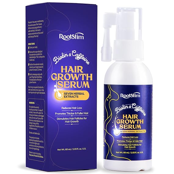 Hair Growth Serum, Biotin & Rice Water & Caffeine, Hair Growth Spray for Men & Women, Hair Oils for Hair Growth - Hair Thinning, Hair Regrowth, Fuller Hair, Enriched with Seven Herbal Extracts