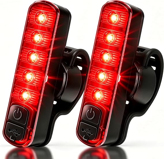 Rechargeable LED Bike Tail Light, IPX6 Waterproof 5 Lighting Modes Rear Safety Light, Helmet Light for Road Mountain Bikes, Electric Scooter,Bike Lighting Parts & Accessories