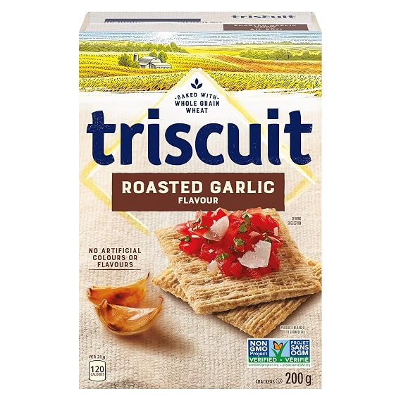 Christie TRISCUIT Roasted Garlic Crackers, 200g/7.1 oz., (Imported from Canada)