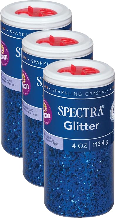 Spectra Arts & Crafts Glitter, Blue, 4 oz., 1 Jar (Pack of 3)