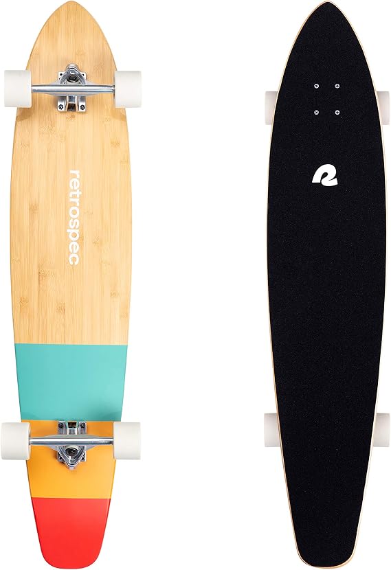 Retrospec Zed Longboard Skateboard Complete Cruiser | Bamboo & Canadian Maple Wood Cruiser w/ Reverse Kingpin Trucks for Commuting, Cruising, Carving & Downhill Riding