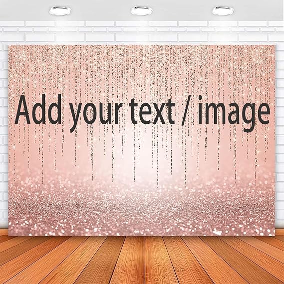 Avezano Rose Gold Glitter Backdrop Custom Rose Gold Sweet Pink Birthday Party Background for Women Girls Rose Gold Birthday Baby Shower Banner Kids Portraits Photo Props