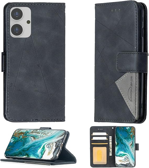 Aroepurt Case Compatible for Nuu Mobile N20 Phone Case Cover [with Tempered Glass Screen Protector] Flip Stand Cover PU Leather Wallet Case Black