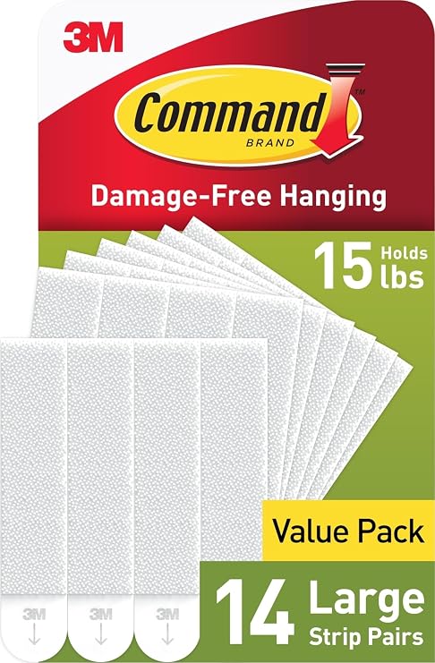 Command 15 lb Large Picture Hanging Strips 14 Pairs (28 Strips), Damage-Free Hanging Picture Hangers, No Tools Wall Hanger for Home Decor, White Adhesive