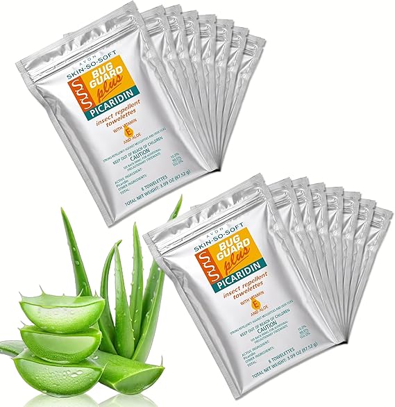 AVON SSS Bug Guard Plus Picaridin Towelettes - DEET Free - 16 Packs | Skin So Soft Bug Guard, DEET-Free Repellent Wipes with Vitamin E & Aloe, for Mosquito & Tick Protection, Individually Wrapped