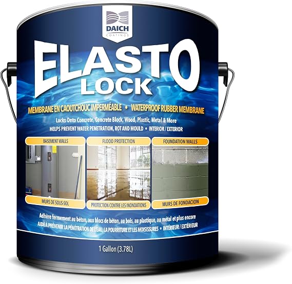 Elastolock Exterior Damp-Proof Rubber Membrane Coating and Waterproofer 1 Gal